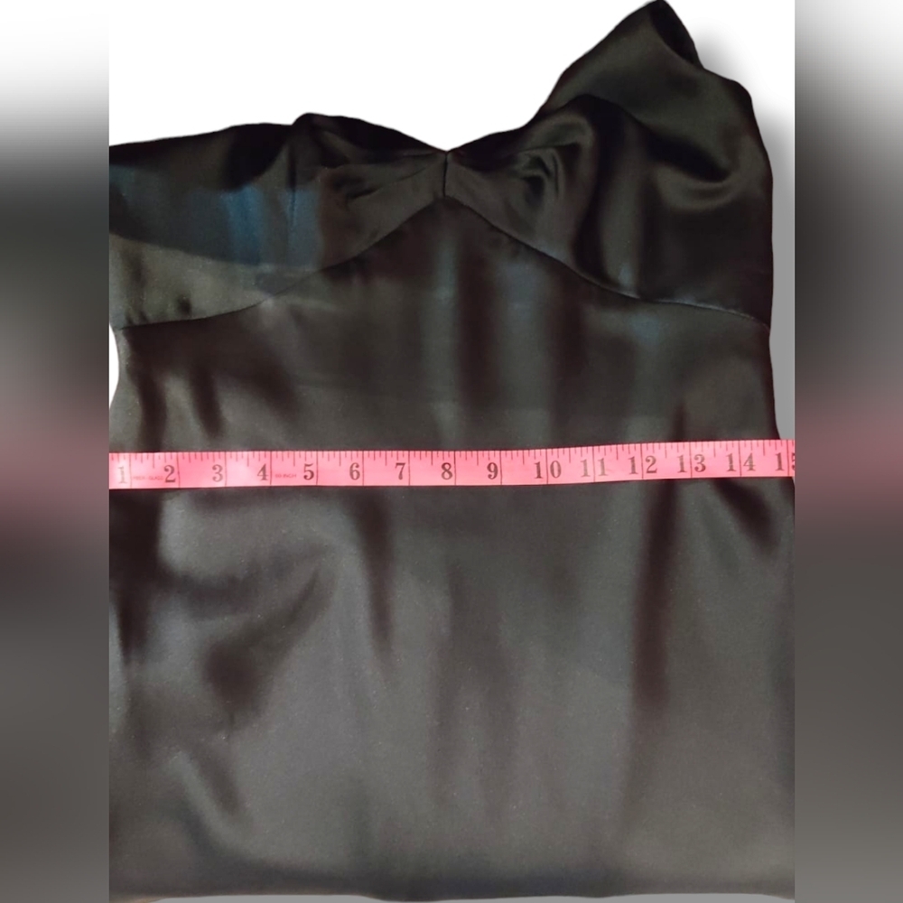 Satin dress with embroidery. Size 10. Plunging Neckline. - Picture 7 of 12